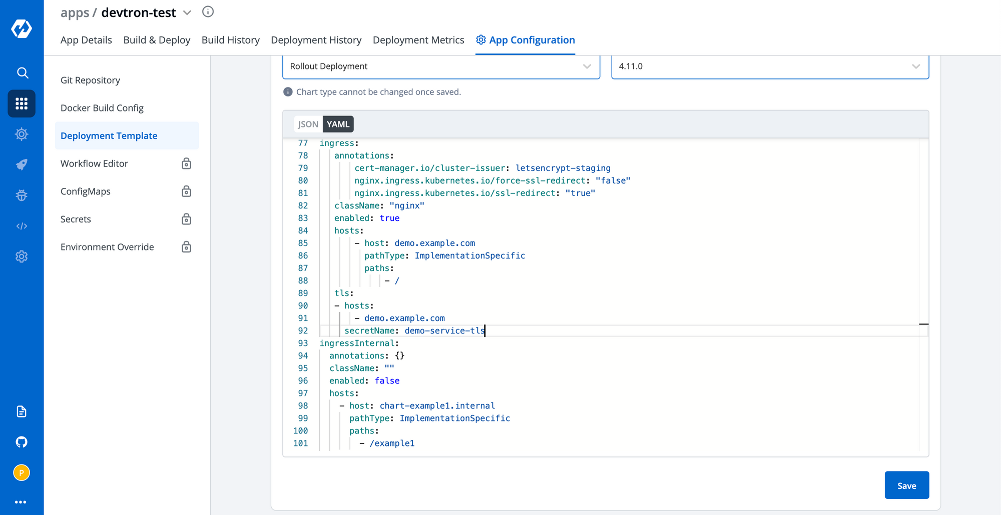 Ingress configuration in deployment template