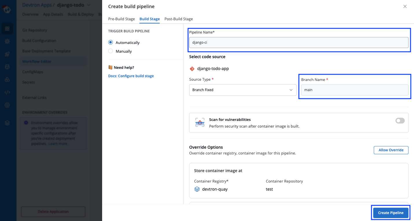 Configuring CI Pipeline for Build