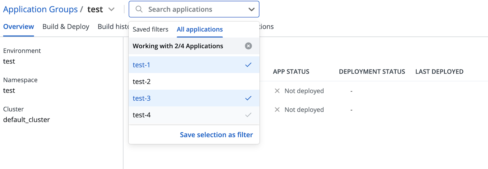 Save selection as filter