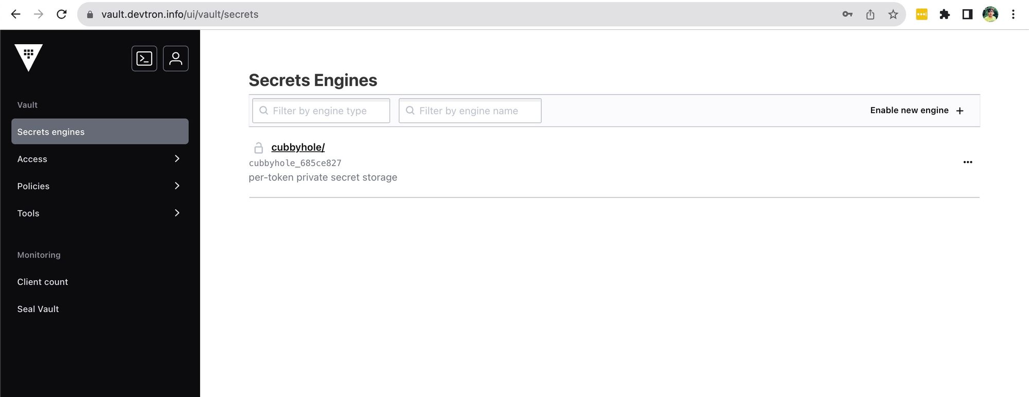 Access Vault's Dashboard