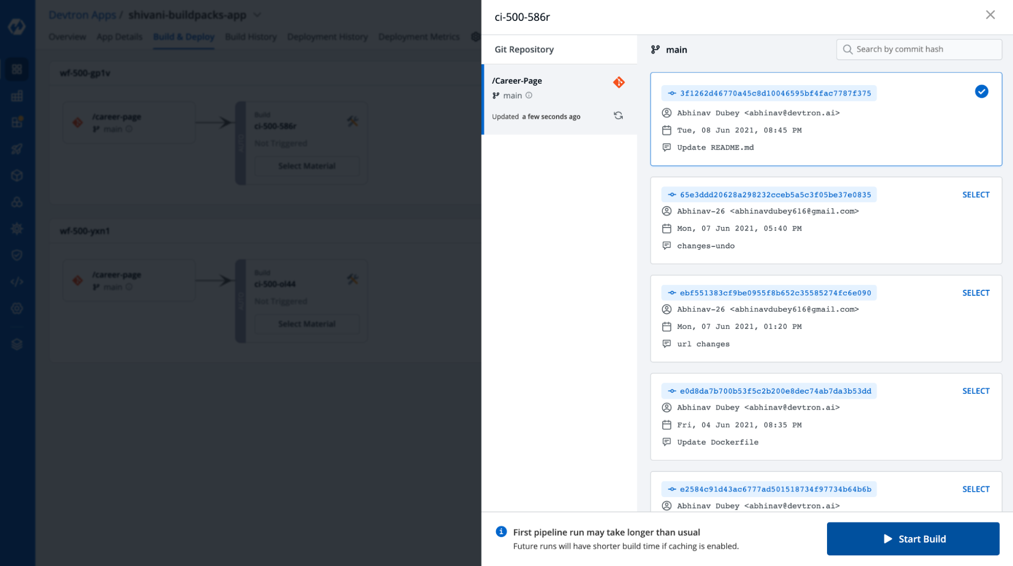 Triggering CI & CD workflows