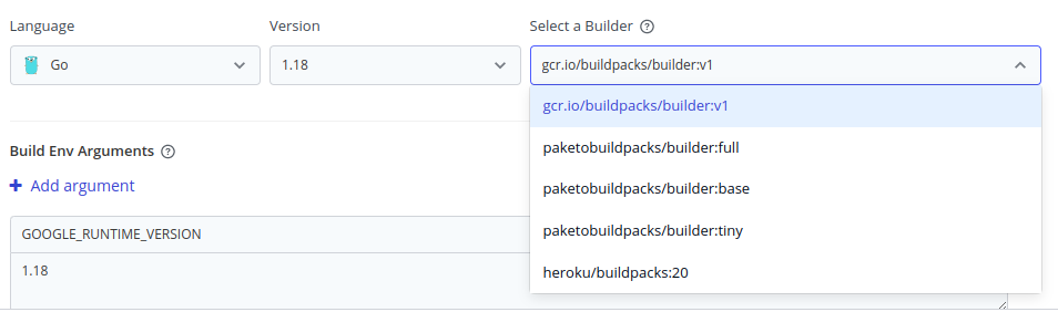 Select a Builder as per your source code