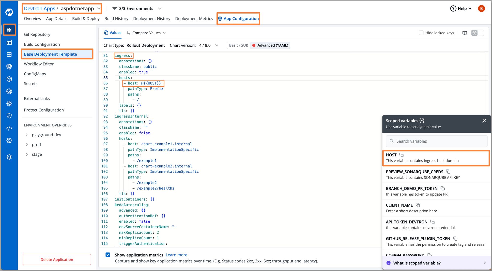 Using Scoped Variable for declaring Ingress Host