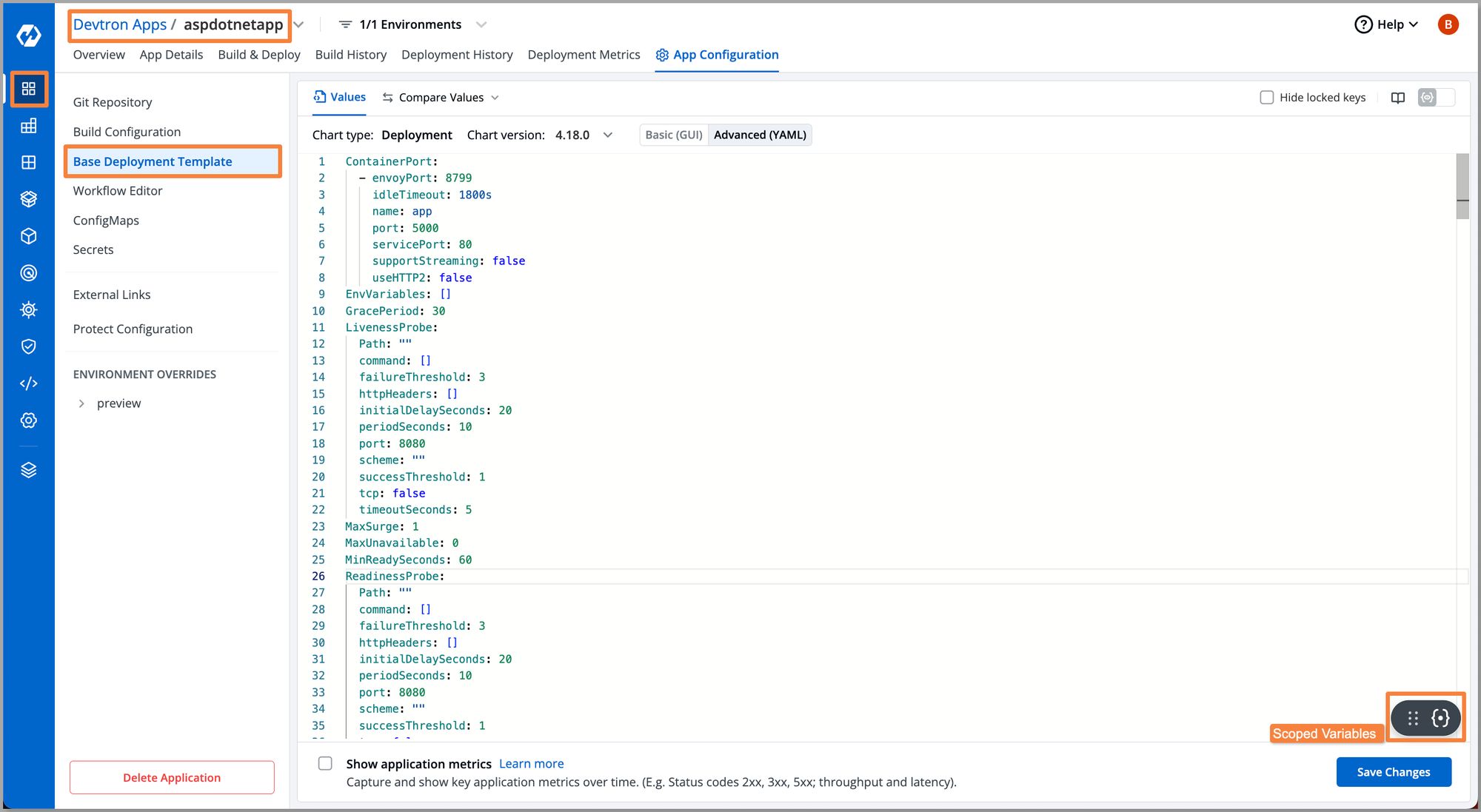 Scoped Variables in Deployment Template 