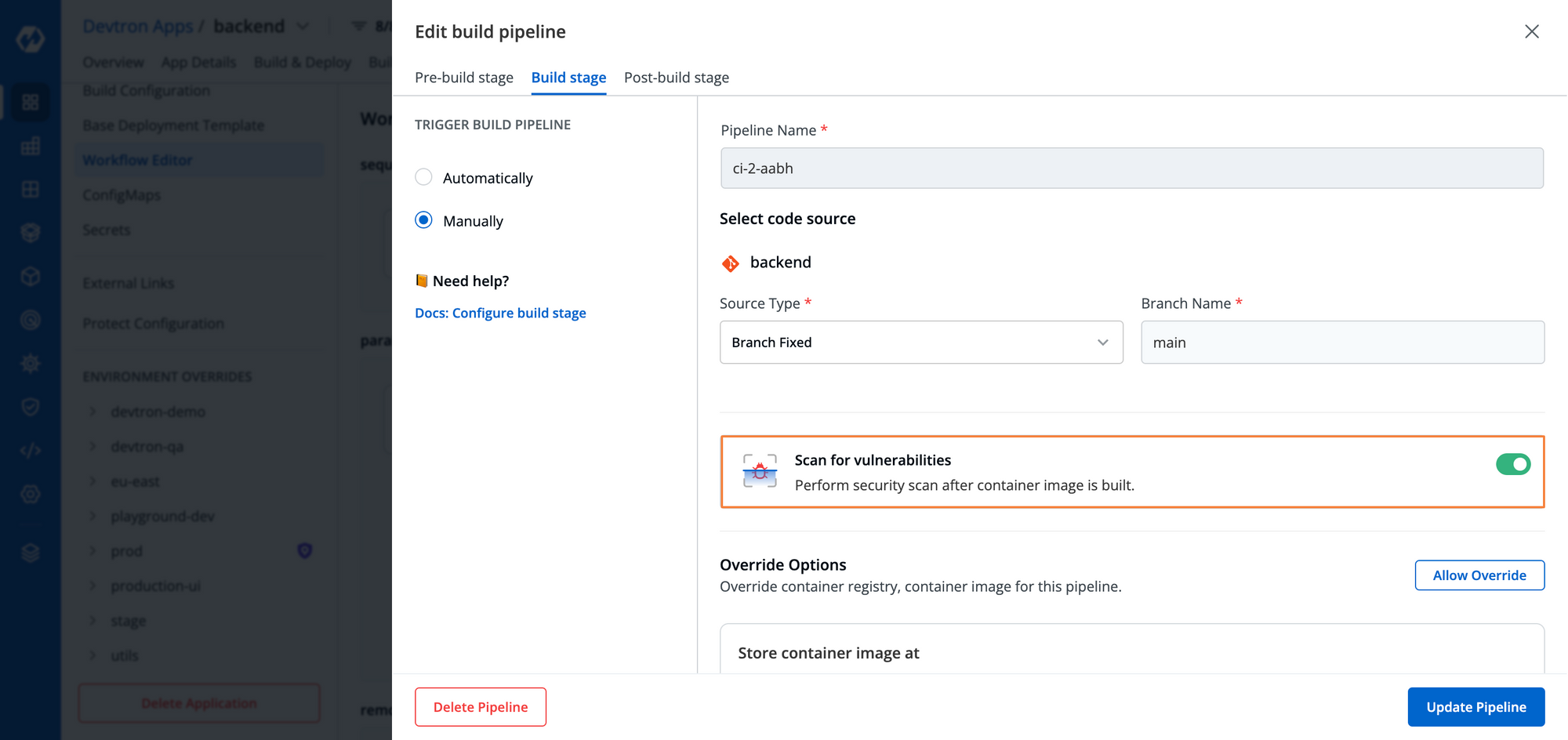 Fig 15. Enable Application Security Scanning