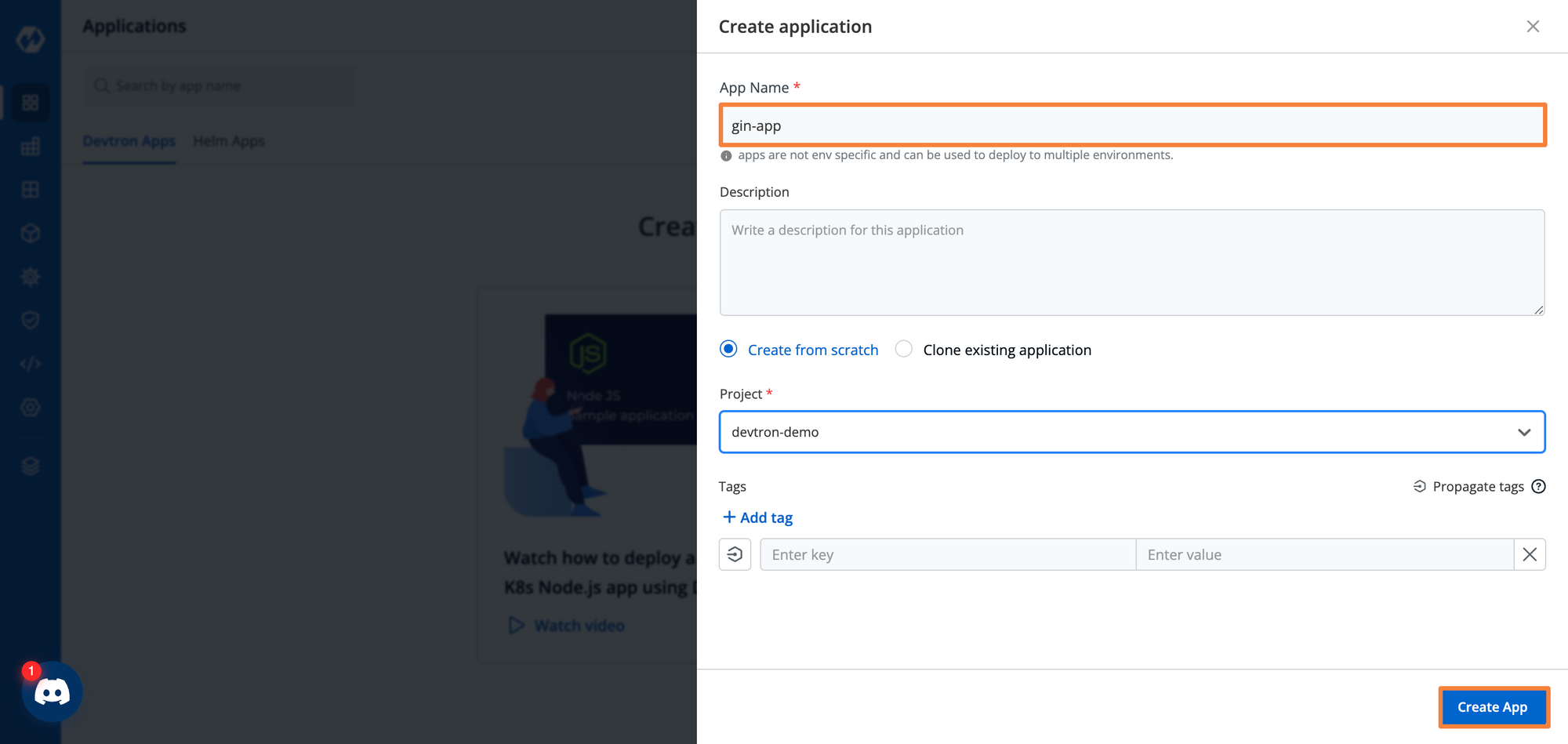 2. Application settings