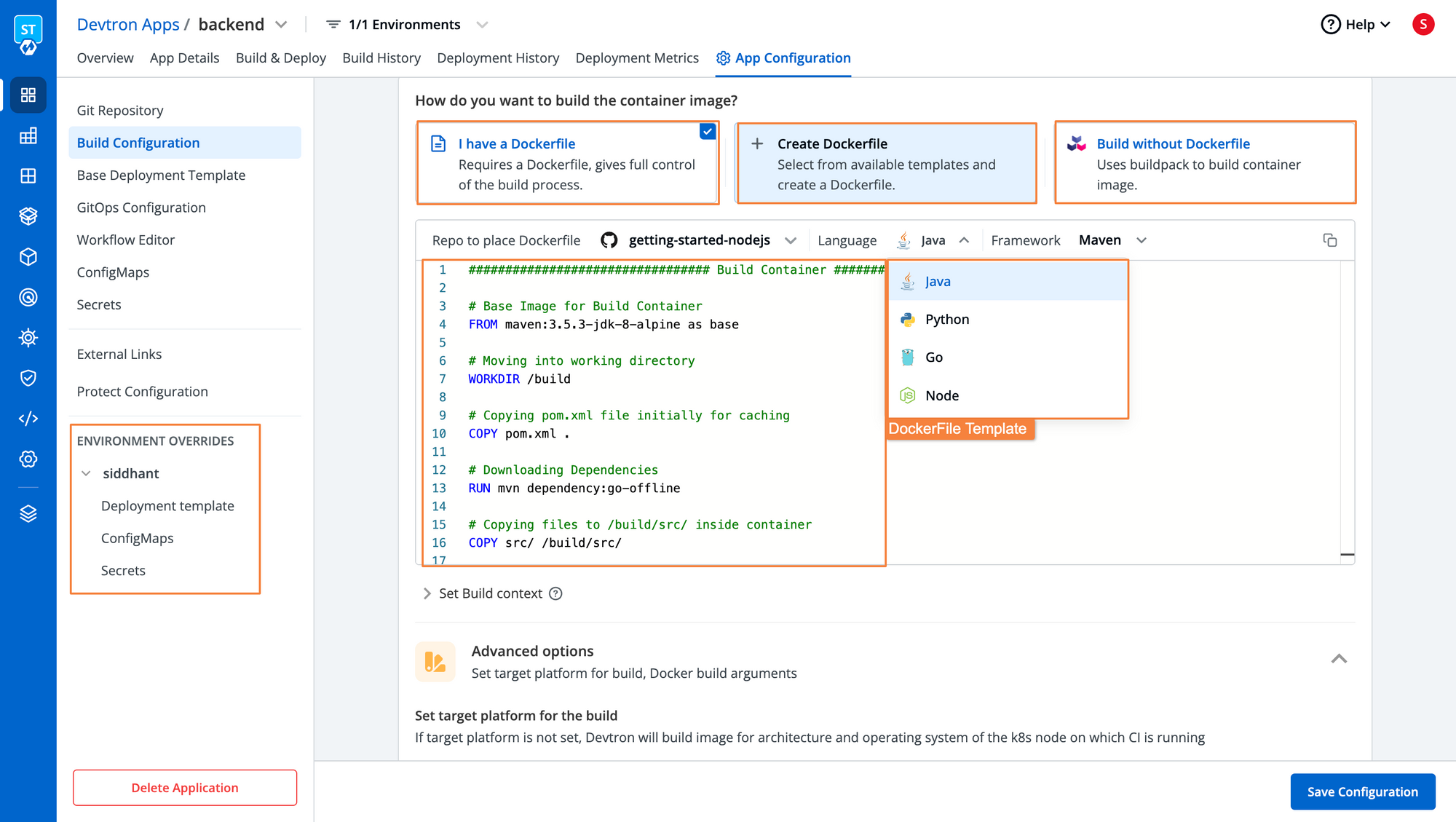 Fig 6. Dockerfile templates