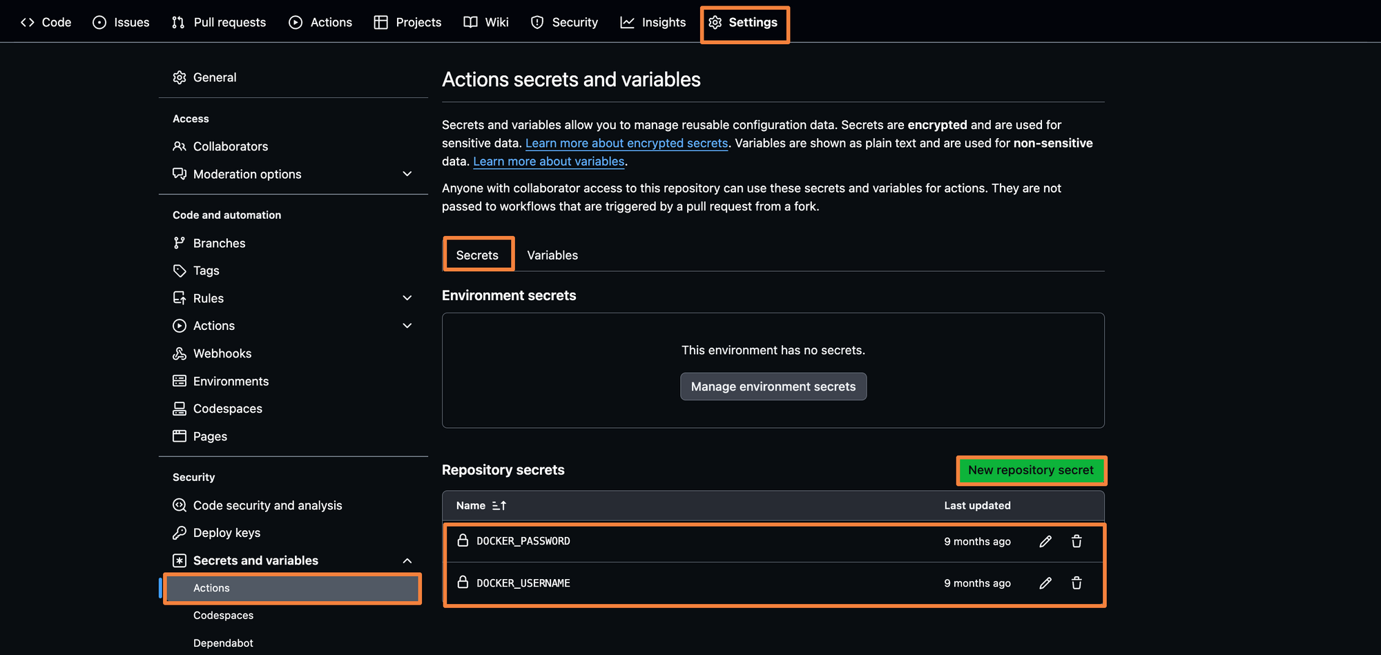 6. Create Environment Variables