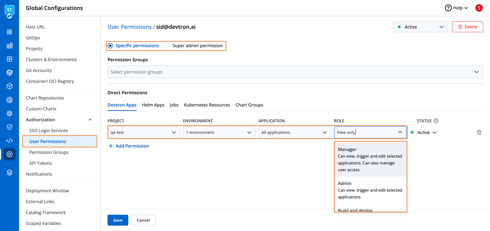 Fig 12. User Permissions