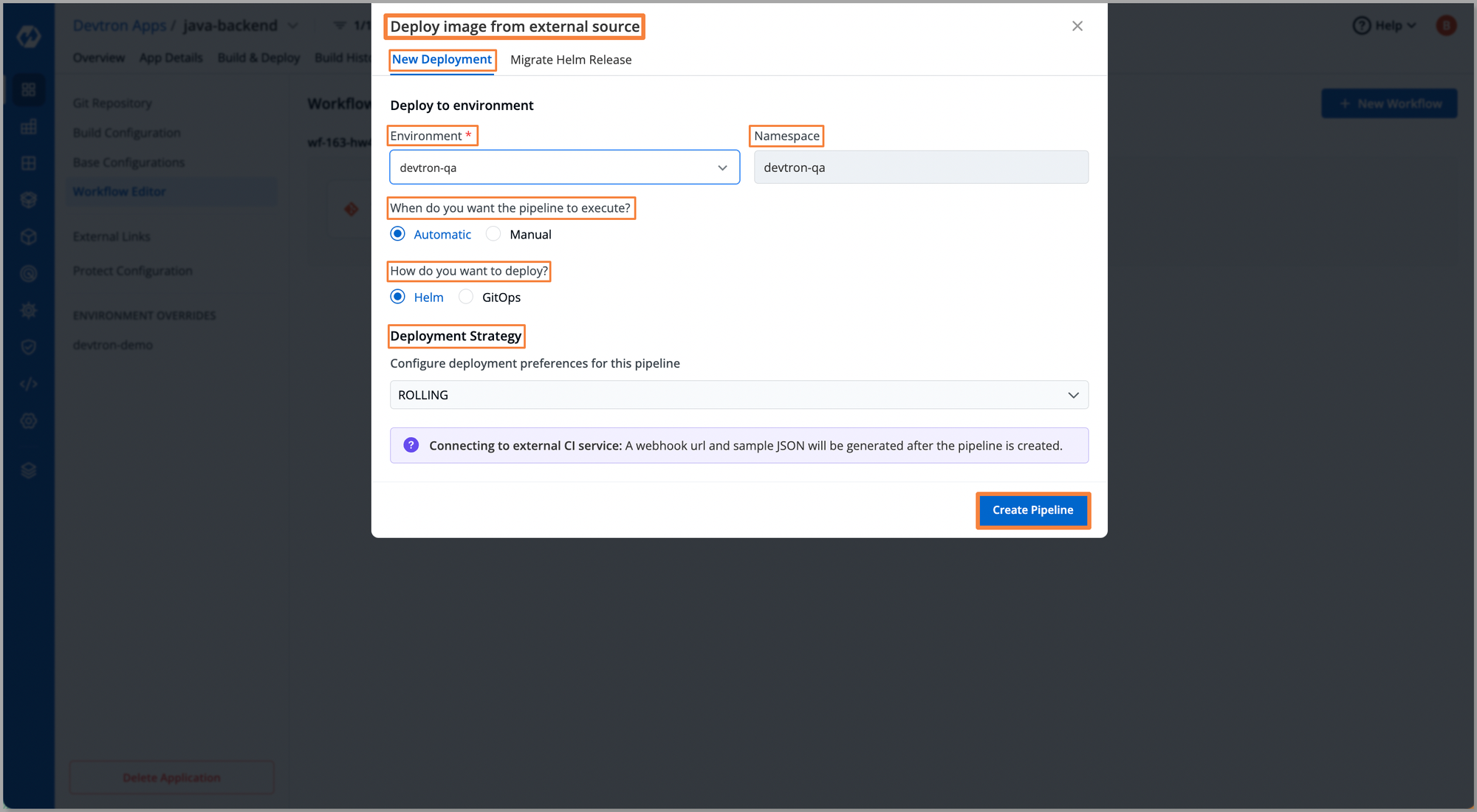 Externalwebhook-deployment-config