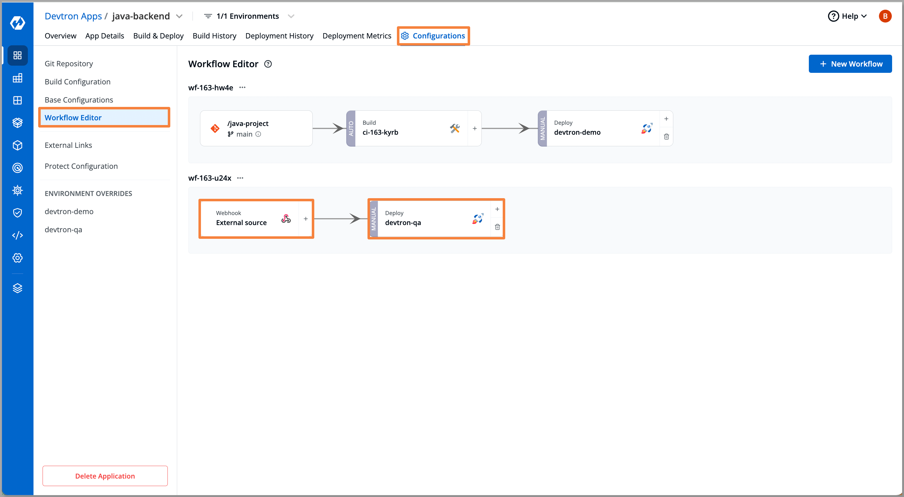 Devtron-webhook-pipeline