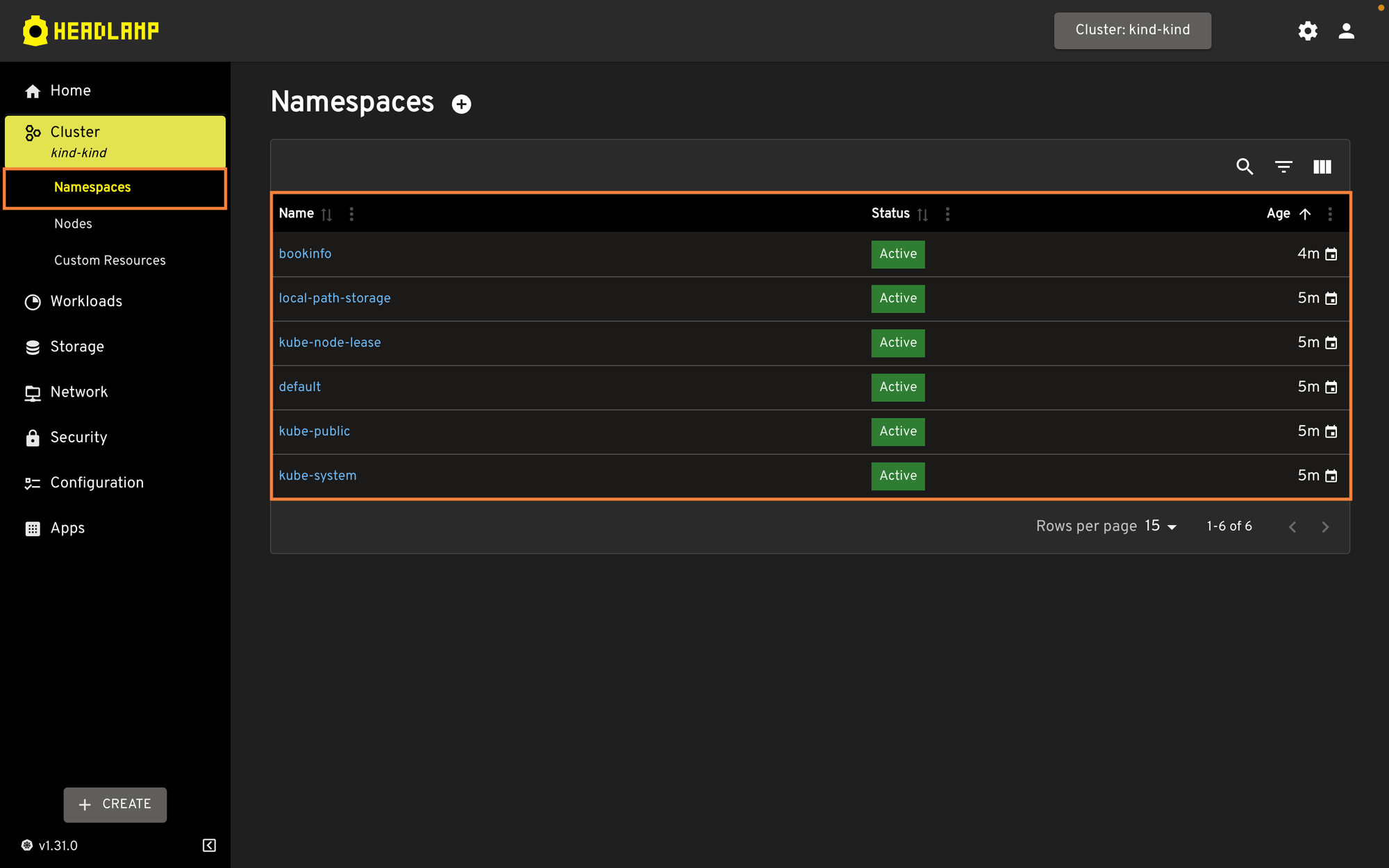 Headlamp Namespaces