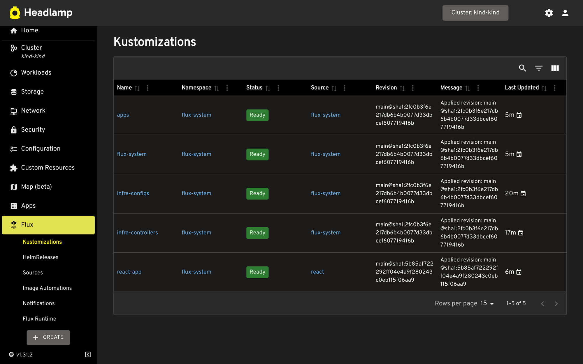 Headlamp FluxCD UI