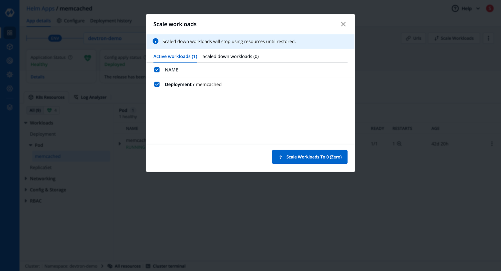 Scale workloads in Devtron