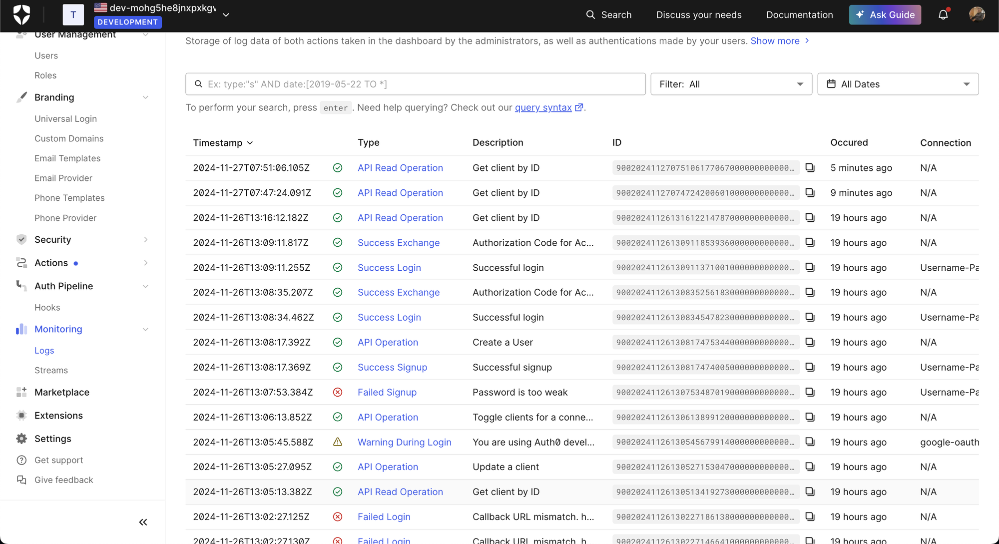 Auth0 Logs