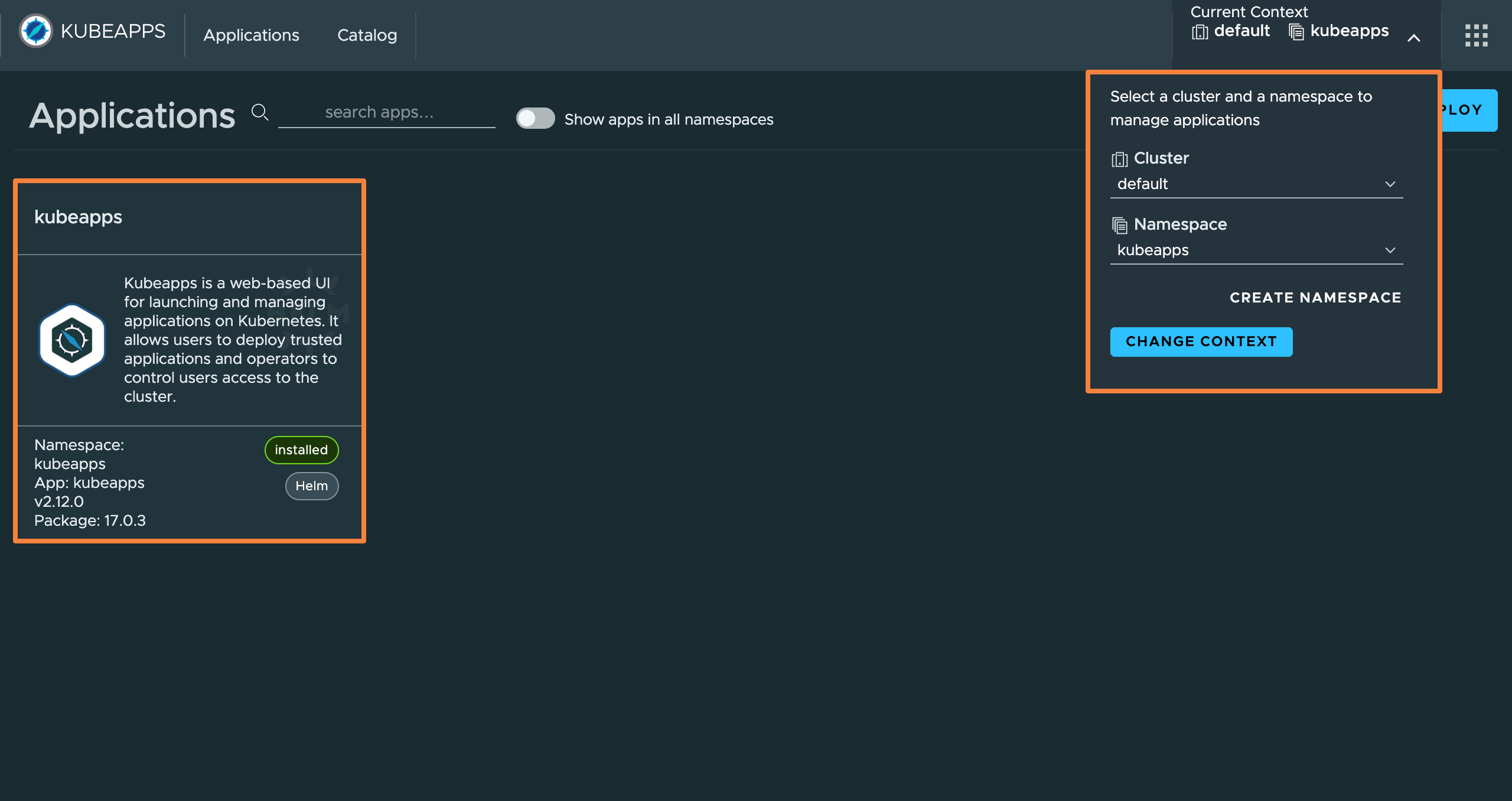 Kubeapps Multi-Cluster Dashboard