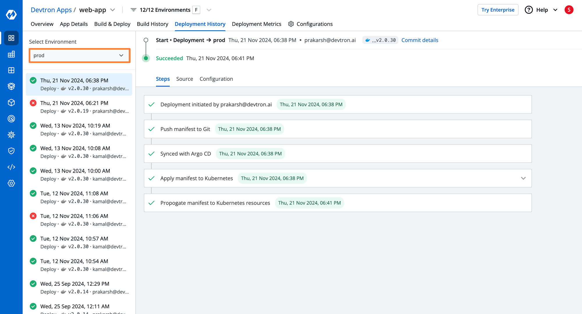 Deployment History