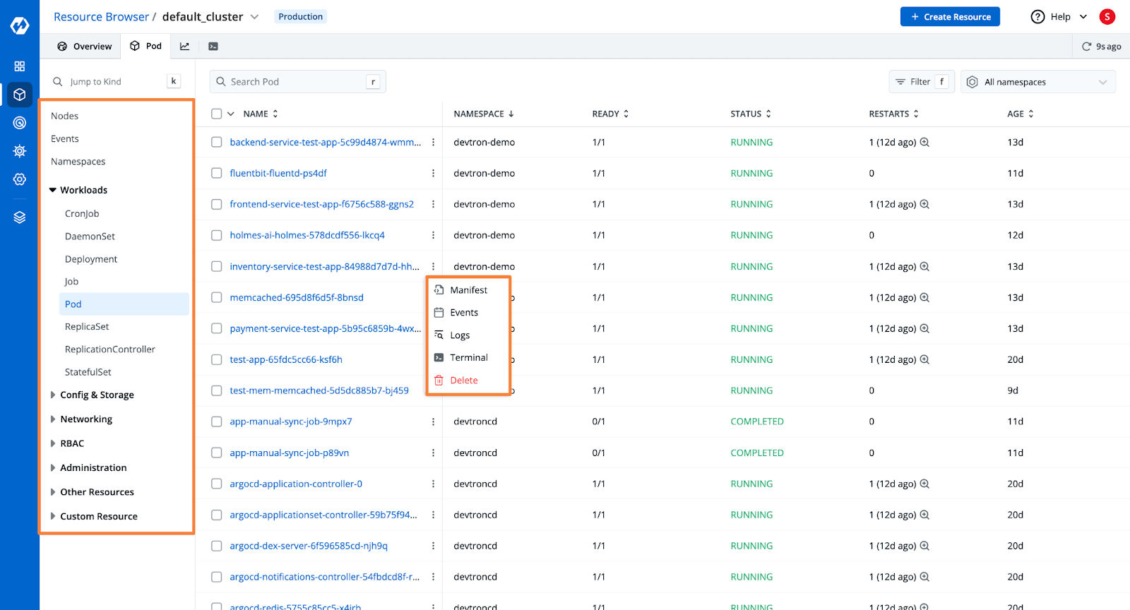 Devtron Cluster Resource Management