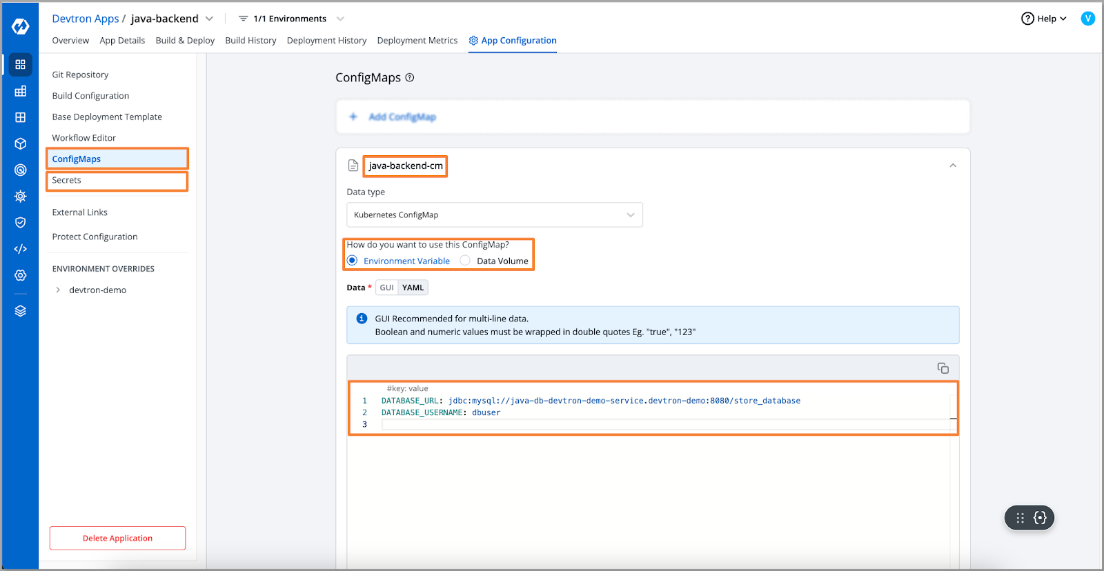 Update ConfigMap and Secret Data