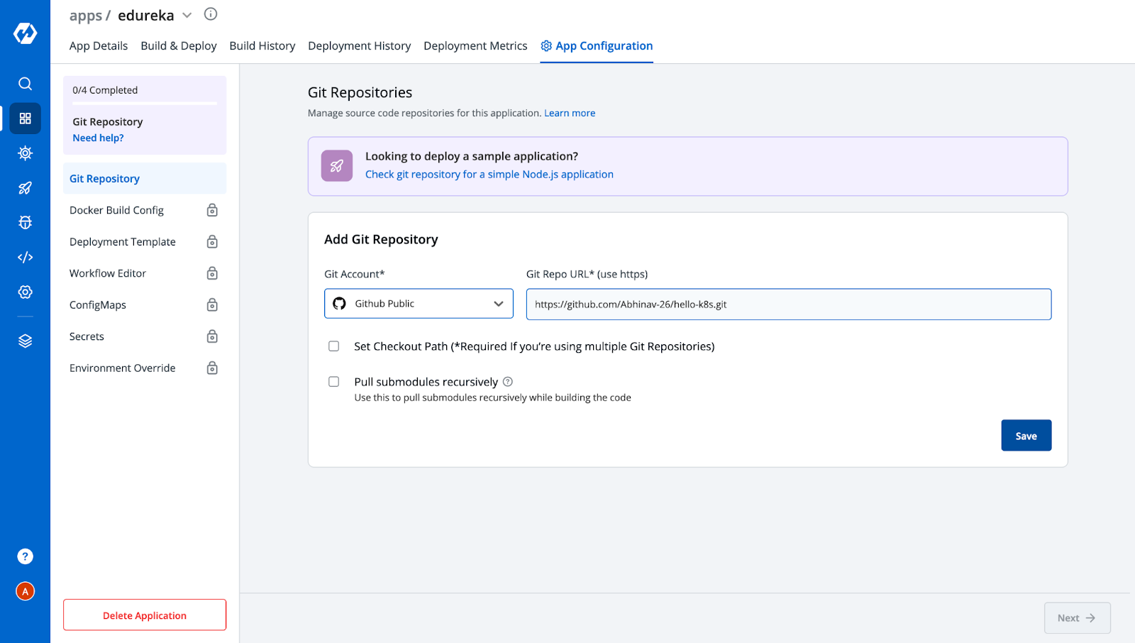 App Configuration - Git Repository