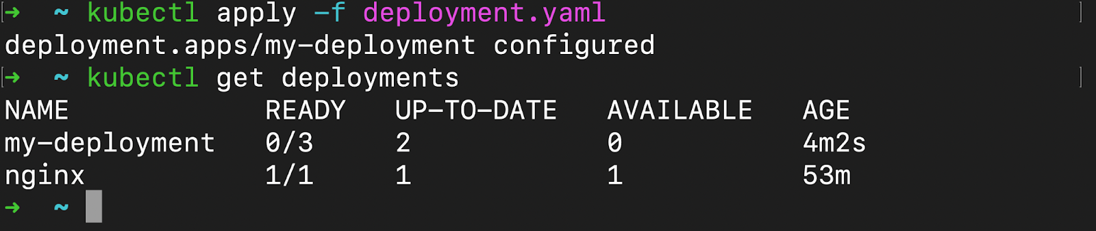 kubectl apply deployment