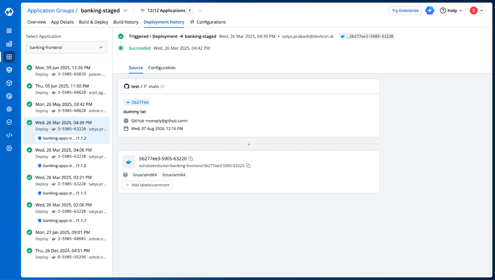 Deployment Audit Log