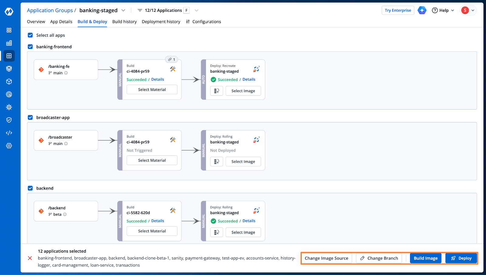 Multi-Application Pipeline Actions